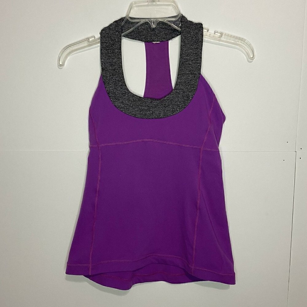 Lululemon Racerback Built In Sports Bra Tank Top Size 6 Purple Unpadded